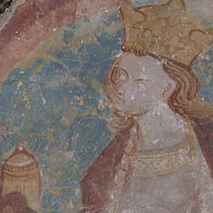 Bad Sassendorf-Lohne, wall painting, Young King (one of the Three Wise Men), detail. Photo: LWL/Dülberg