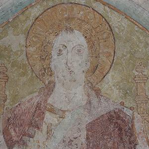 Balve, wall painting, Enthroned Christ, section. Photo: LWL/Dülberg