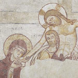 Paderborn-Neuenbeken, wall painting, The Deposition of Christ, detail. Photo: LWL/Dülberg