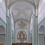 Soest-Ostönnen, ev. Kirche, ehem. St. Andreas, Innenansicht nach Westen. Foto: LWL/Dülberg.  (vergrößerte Bildansicht wird geöffnet)