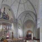 Dortmund-Brechten, ev. Kirche, ehem. St. Johann Baptist, Innenansicht nach Südwesten. Foto: LWL/Dülberg.  (vergrößerte Bildansicht wird geöffnet)