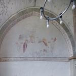 Paderborn-Neuenbeken, kath. Kirche St. Maria, Wandmalerei, Kreuzabnahme. Foto: LWL/Dülberg.  (vergrößerte Bildansicht wird geöffnet)