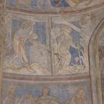Schmallenberg-Berghausen, kath. Kirche St. Cyriakus, Wandmalerei, Opferung Isaaks, Moses vor dem brennenden Dornbusch. Foto: LWL/Dülberg. Schmallenberg-Berghausen, kath. Kirche St. Cyriakus, Wandmalerei, Opferung Isaaks, Moses vor dem brennenden Dornbusch. Foto: LWL/Dülberg. (vergrößerte Bildansicht wird geöffnet)