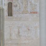 Lippstadt, ev. Marienkirche, Chorvorjoch, Nordwand, Wandmalerei, Disputation der hl. Katharina und Heilige in Arkaden. Foto: LWL/Dülberg. (vergrößerte Bildansicht wird geöffnet)